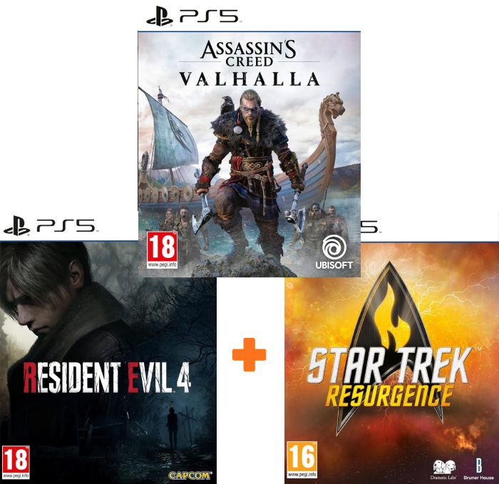 ИгроПак для PS5: Assassin’s Creed Valhalla + Resident Evil 4 Remake + Star Trek: Resurgence