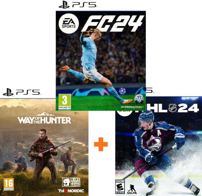 ИгроПак для PS5: EA Sports FC 24 + EA Sports NHL 24 + Way of the Hunter