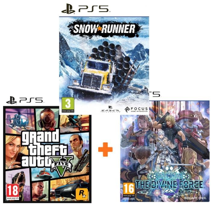 ИгроПак для PS5: GTA 5 + Snowrunner + Star Ocean: The Divine Force