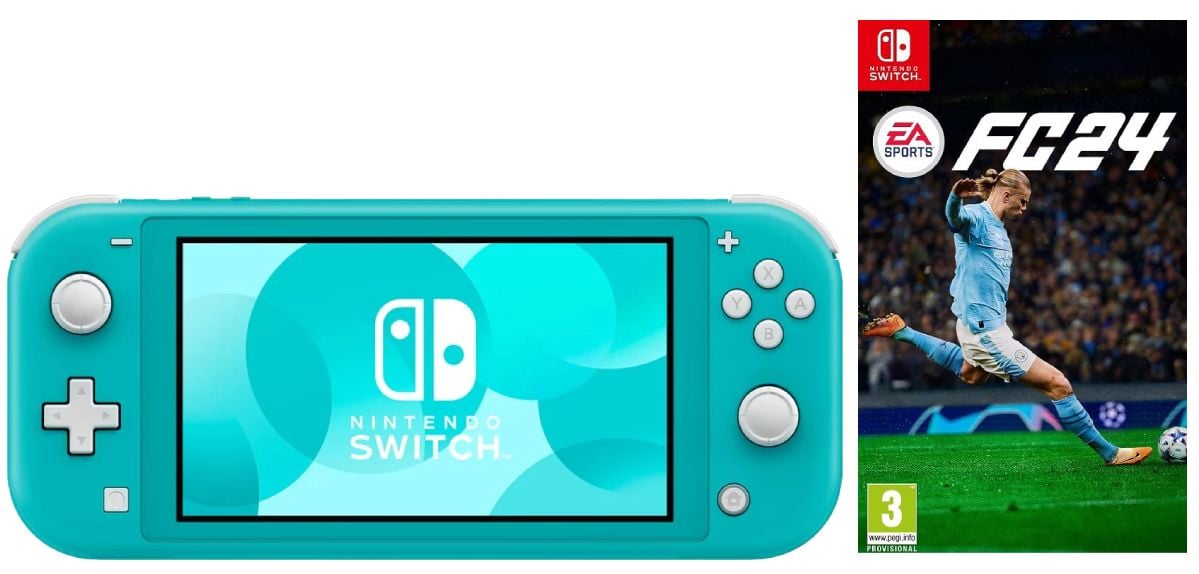 Игровая приставка Nintendo Switch Lite (Бирюзовый) + Игра EA Sports FC 24