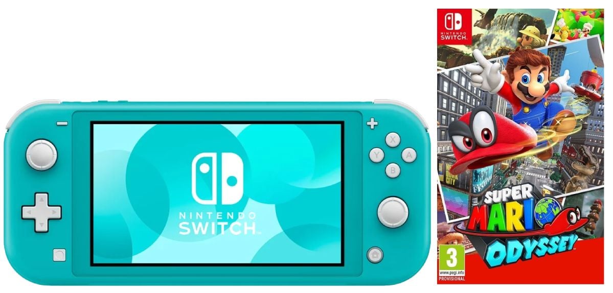 Игровая приставка Nintendo Switch Lite (Бирюзовый) + Игра Super Mario Odyssey