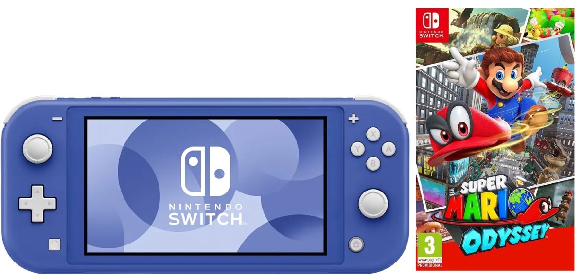 Игровая приставка Nintendo Switch Lite Blue (синий) + Игра Super Mario Odyssey