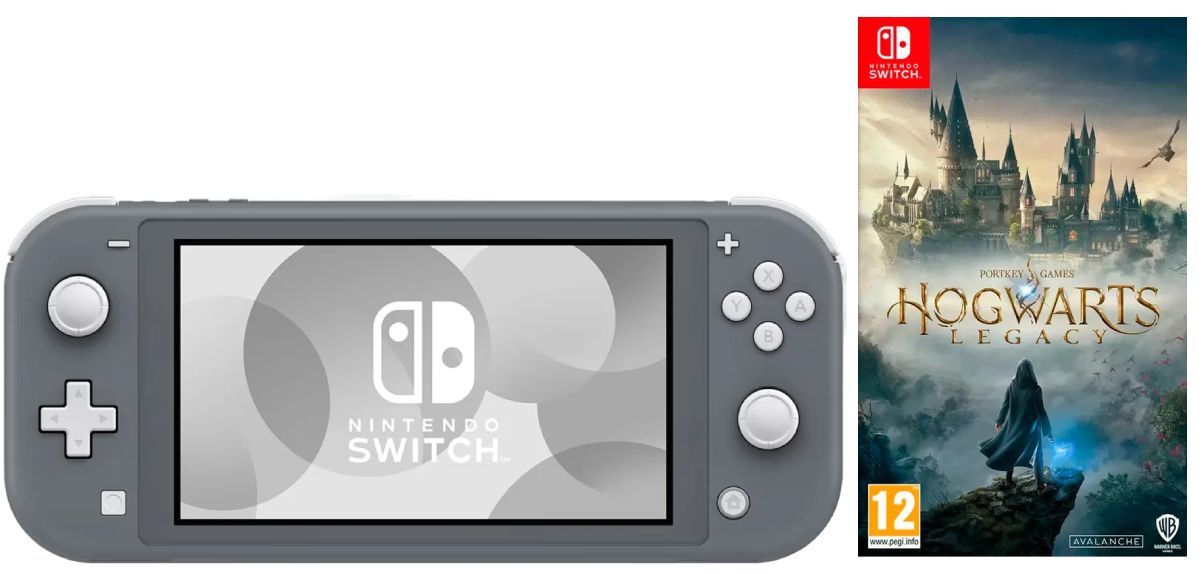 Игровая приставка Nintendo Switch Lite Gray 32GB (Серый) + Игра Hogwarts Legacy