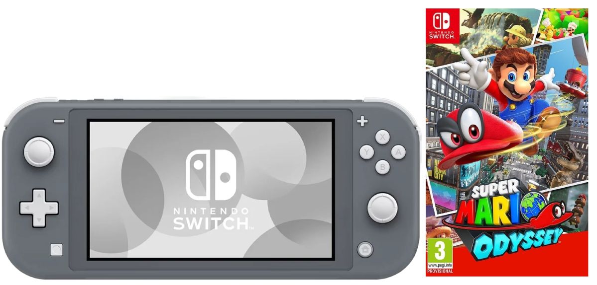 Игровая приставка Nintendo Switch Lite Gray 32GB (Серый) + Игра Super Mario Odyssey