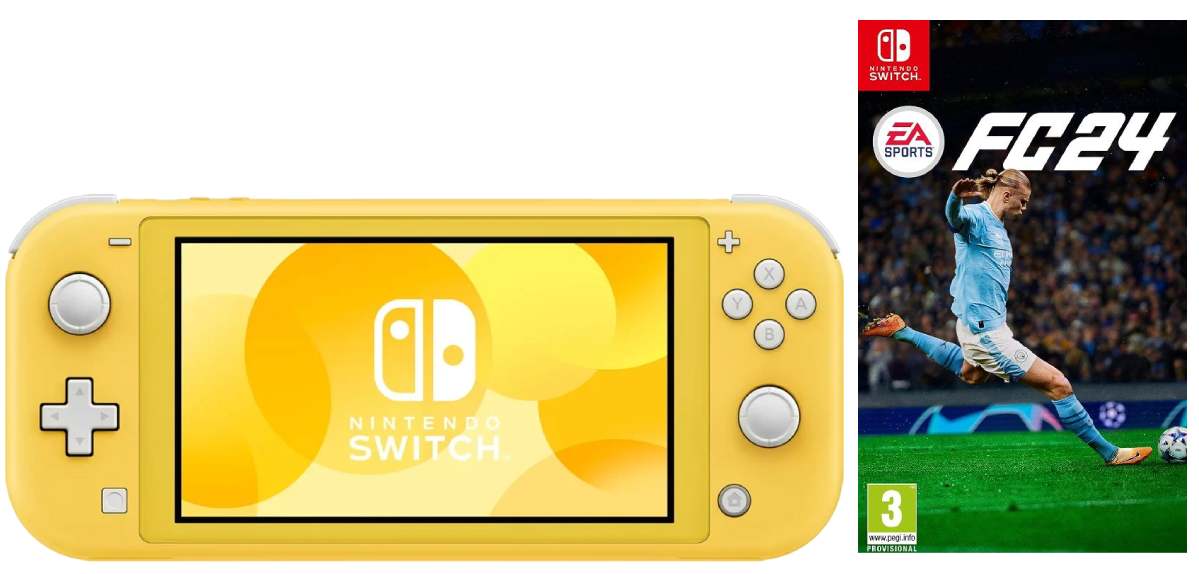 Игровая приставка Nintendo Switch Lite (Жёлтый) + Игра EA Sports FC 24