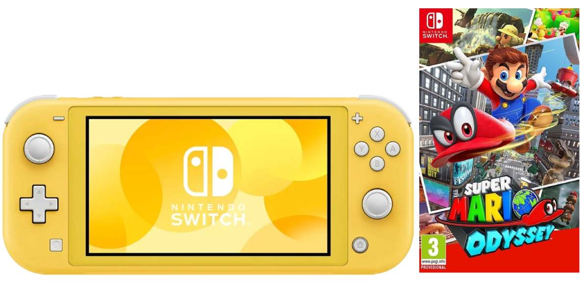 Игровая приставка Nintendo Switch Lite (Жёлтый) + Игра Super Mario Odyssey