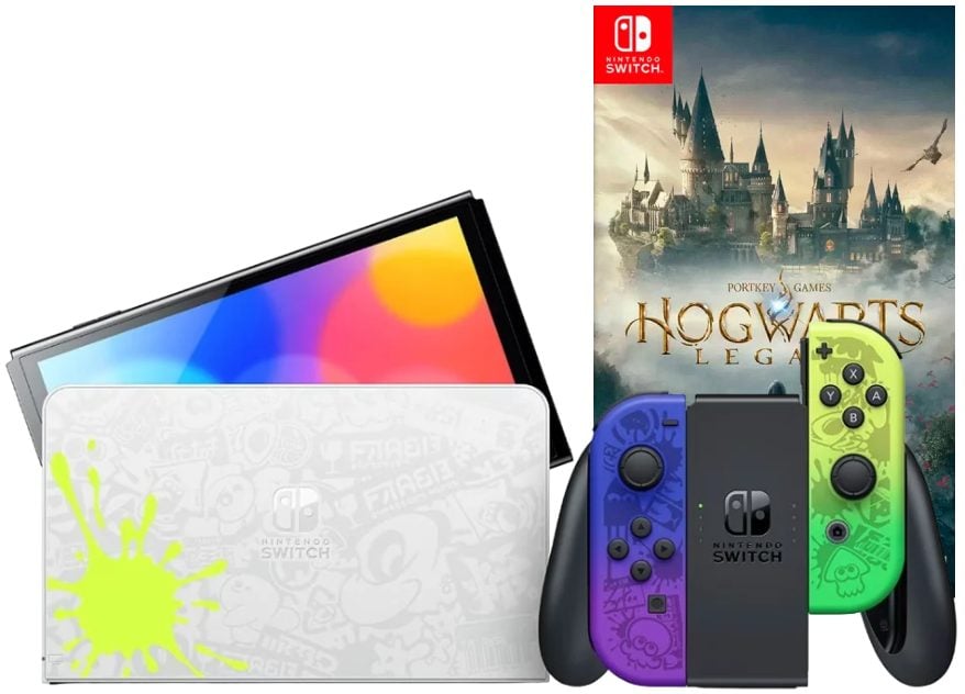 Игровая приставка Nintendo Switch OLED 64GB (Splatoon 3 Edition) + Игра Hogwarts Legacy