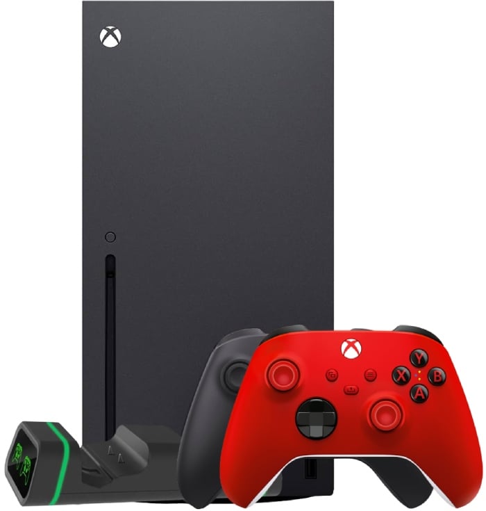 Microsoft XBOX Series X + 2-й геймпад (Pulse Red) + зарядная станция DOBE