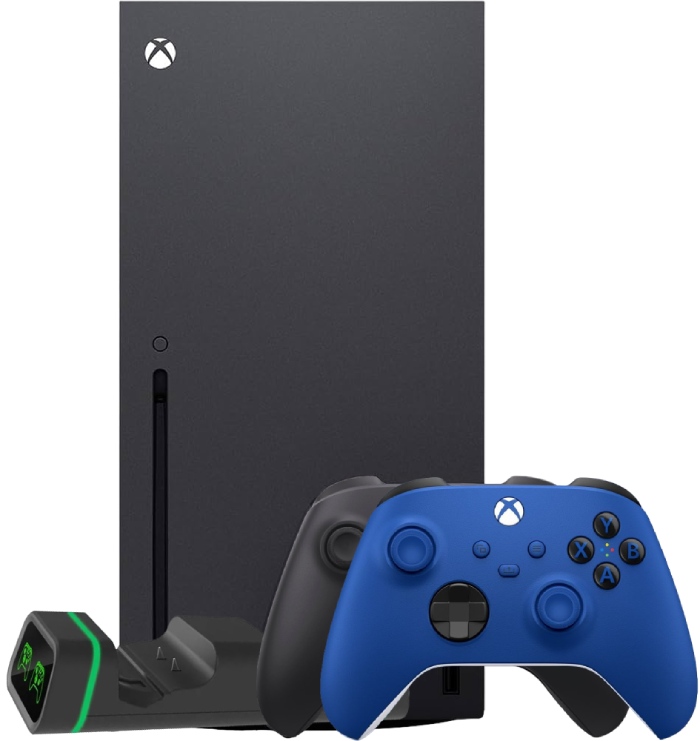 Microsoft XBOX Series X + 2-й геймпад (Shock Blue) + зарядная станция DOBE