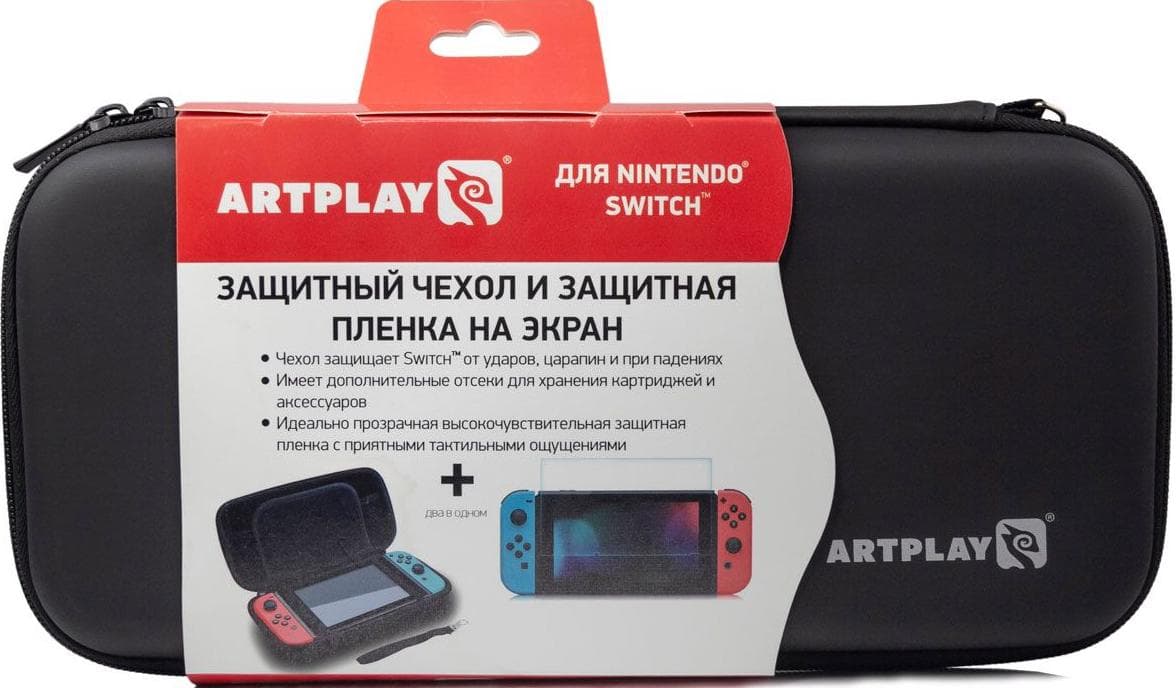 Набор аксессуаров Artplays чехол и защитная плёнка для Nintendo Switch (чёрный)