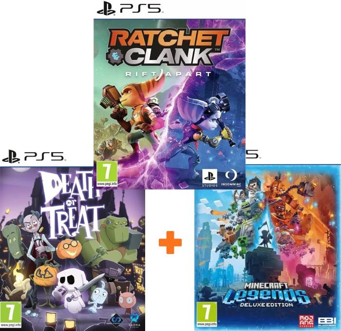 ИгроПак для PS5: Ratchet and Clank: Rift Apart + Minecraft Legends Deluxe Edition + Death Or Treat