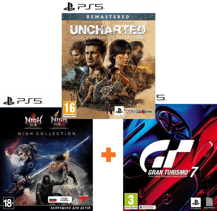 ИгроПак для PS5: Uncharted: Legacy of Thieves Collection + Gran Turismo 7 + Nioh Collection